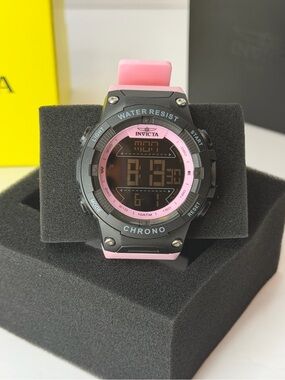 Invicta Racing Digital Chronograph Black Pink Oversized Sport Watch